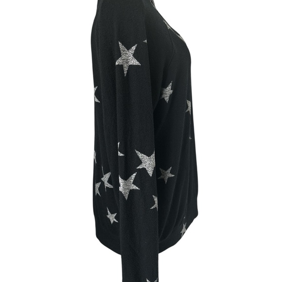 BUFFALO David Bitton lightweight sweater, black with black/white stars, size S - Picture 2 of 6